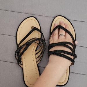 Black Sparkly Sandals